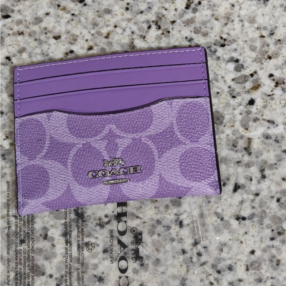 Coach Iris Collection Card Holder with Signature Monogram